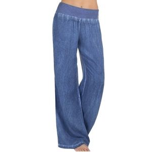 Woman Casual High Waist Elasticity Denim Wide Leg Palazzo Pants